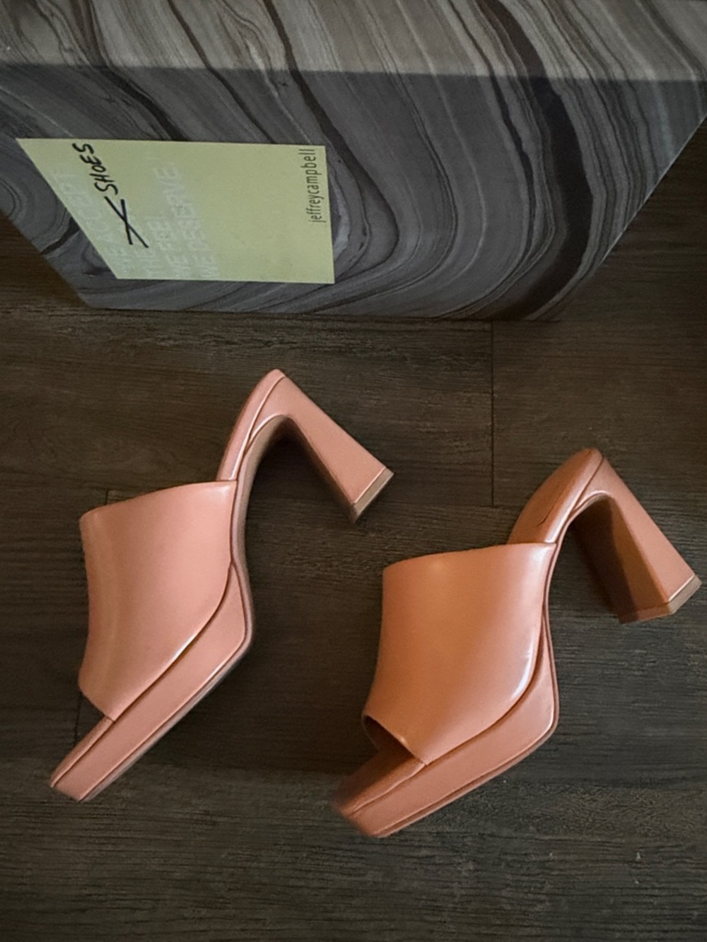 Jeffrey Campbell Peach/Salmon Leather Block Heel Mules - Picture 3 of 6